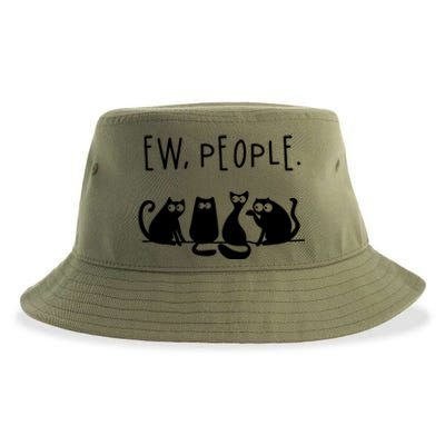 Ew People Speak Black Cat Animals Mood Funnny Sad Cat Friend Sustainable Bucket Hat