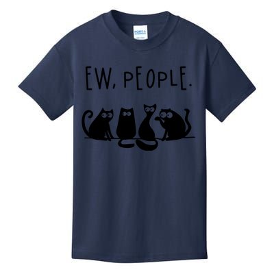 Ew People Speak Black Cat Animals Mood Funnny Sad Cat Friend Kids T-Shirt