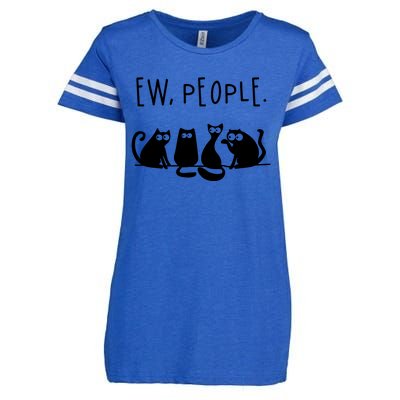 Ew People Speak Black Cat Animals Mood Funnny Sad Cat Friend Enza Ladies Jersey Football T-Shirt