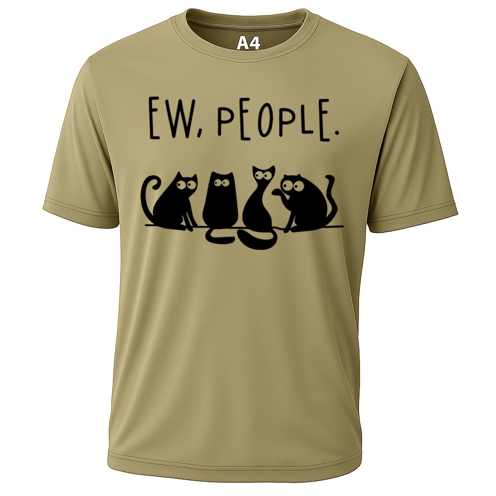 Ew People Speak Black Cat Animals Mood Funnny Sad Cat Friend Cooling Performance Crew T-Shirt