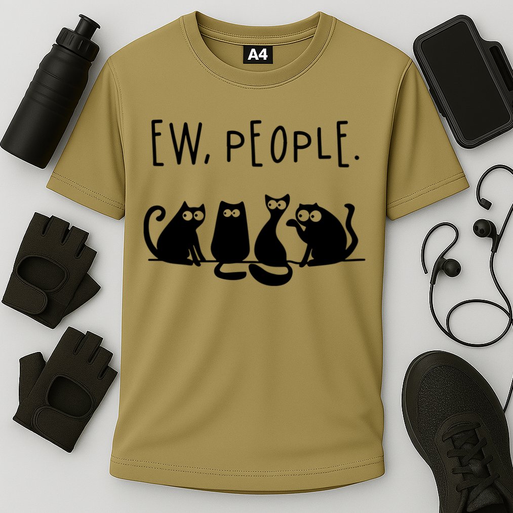 Ew People Speak Black Cat Animals Mood Funnny Sad Cat Friend Cooling Performance Crew T-Shirt