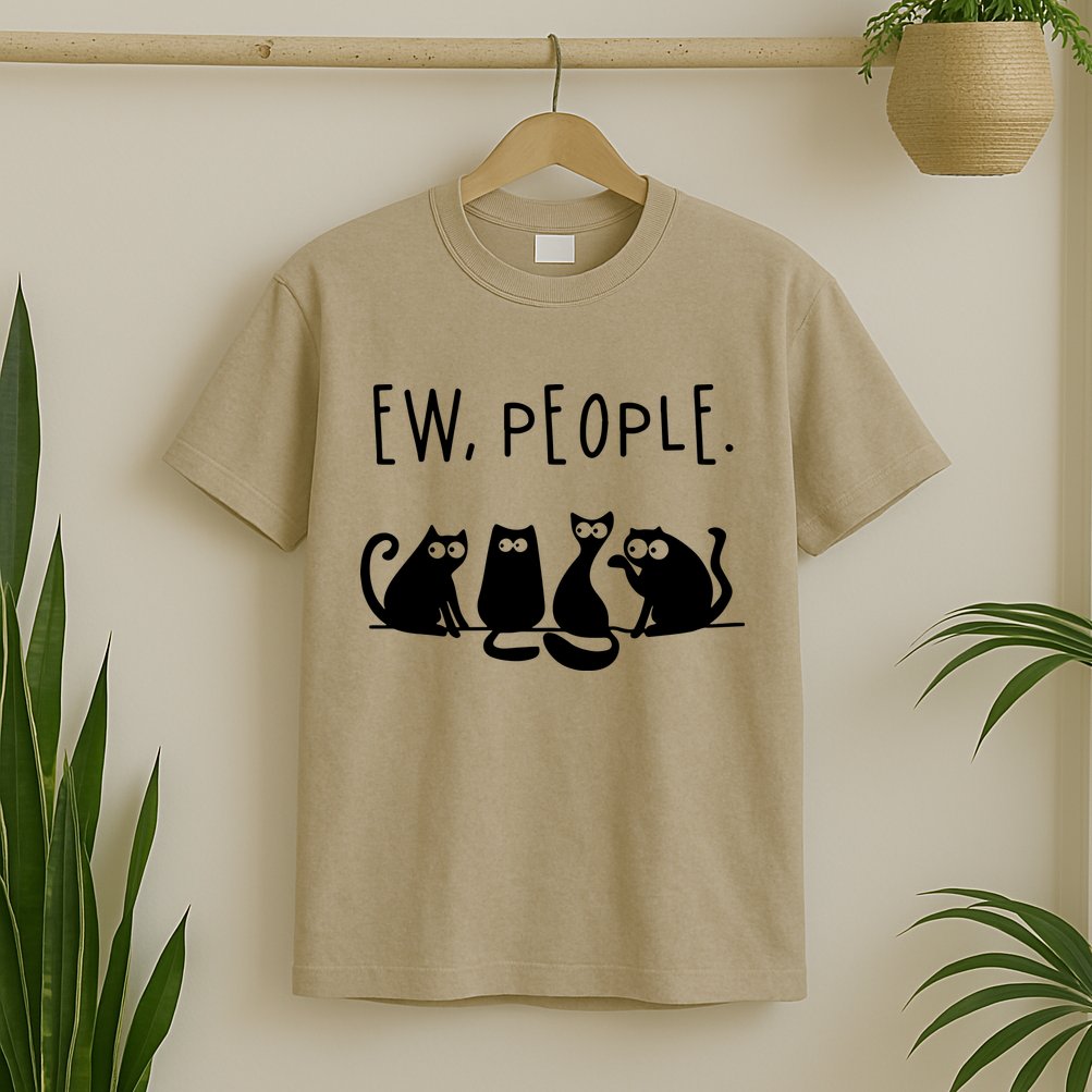 Ew People Speak Black Cat Animals Mood Funnny Sad Cat Friend T-Shirt