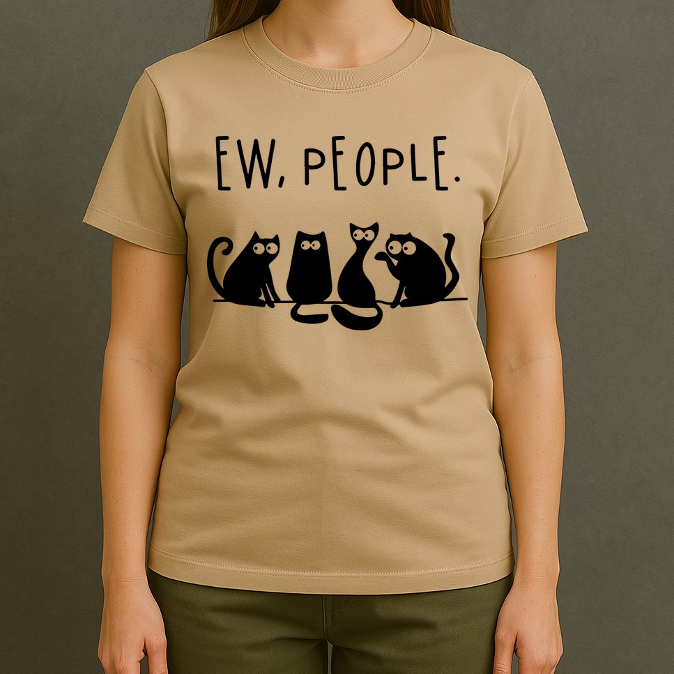Ew People Speak Black Cat Animals Mood Funnny Sad Cat Friend T-Shirt