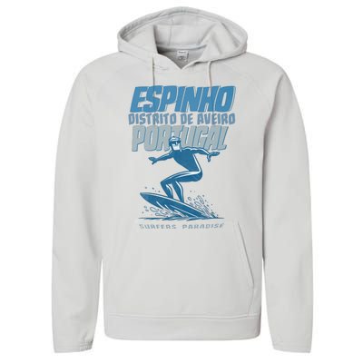 Espinho Portugal Surf Spot Performance Fleece Hoodie