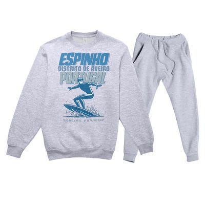 Espinho Portugal Surf Spot Premium Crewneck Sweatsuit Set