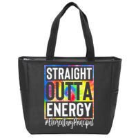 Elementary Principal Straight Outta Energy Tie Dye Zip Tote Bag