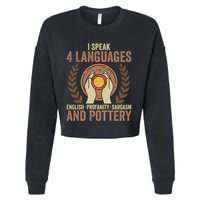 English Profanity Sarcasm And Pottery Cropped Pullover Crew