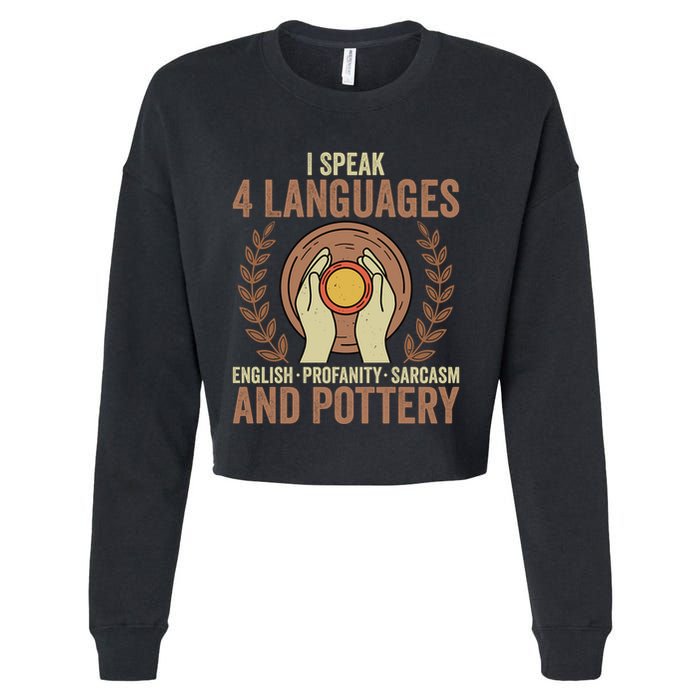 English Profanity Sarcasm And Pottery Cropped Pullover Crew