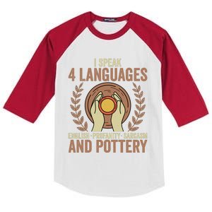 English Profanity Sarcasm And Pottery Kids Colorblock Raglan Jersey