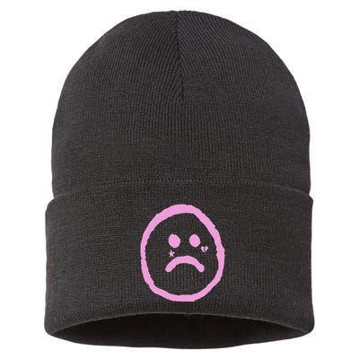 Emo Peep Sad Face Tattoo Goth Rap Hip Hop Sustainable Knit Beanie