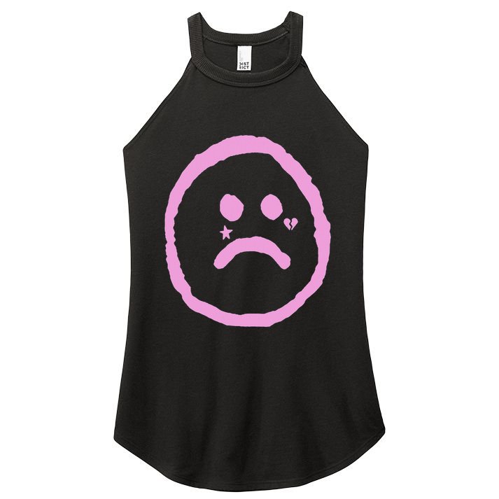 Emo Peep Sad Face Tattoo Goth Rap Hip Hop Women's Perfect Tri Rocker Tank