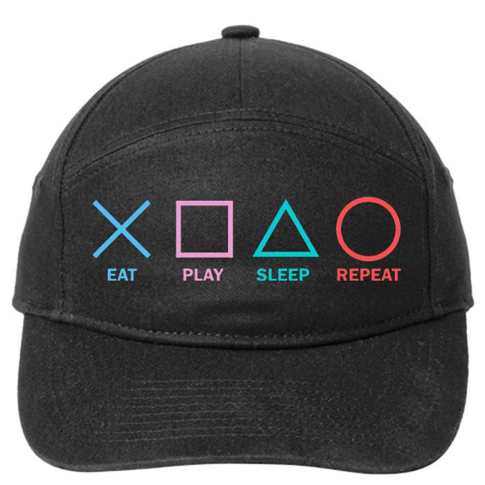 Eat Play Sleep Repeat Typography 7-Panel Snapback Hat