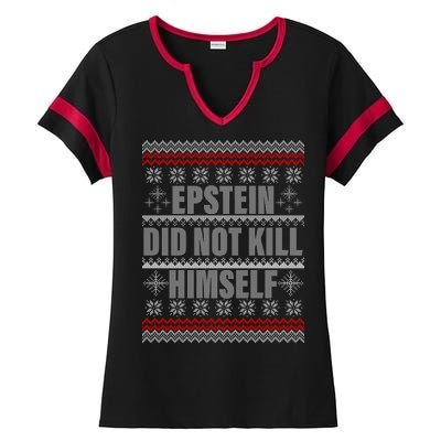 Epstein Did Not Kill Himself Ugly Christmas Sweater Ladies Halftime Notch Neck Tee