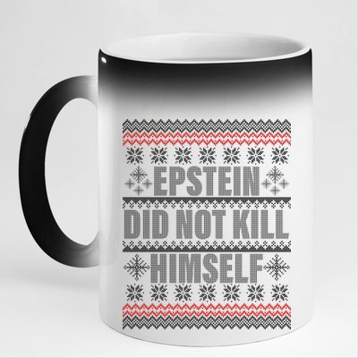 Epstein Did Not Kill Himself Ugly Christmas Sweater 11oz Black Color Changing Mug