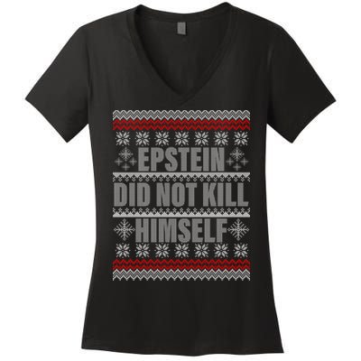 Epstein Did Not Kill Himself Ugly Christmas Sweater Women's V-Neck T-Shirt
