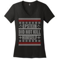 Epstein Did Not Kill Himself Ugly Christmas Sweater Women's V-Neck T-Shirt