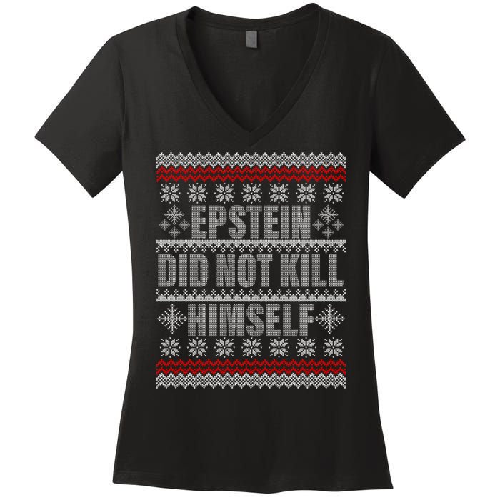 Epstein Did Not Kill Himself Ugly Christmas Sweater Women's V-Neck T-Shirt