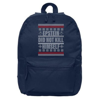 Epstein Did Not Kill Himself Ugly Christmas Sweater 16 in Basic Backpack