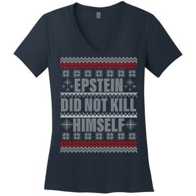 Epstein Did Not Kill Himself Ugly Christmas Sweater Women's V-Neck T-Shirt