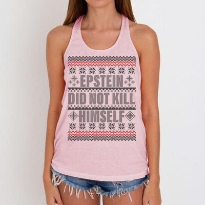 Epstein Did Not Kill Himself Ugly Christmas Sweater Women's Knotted Racerback Tank