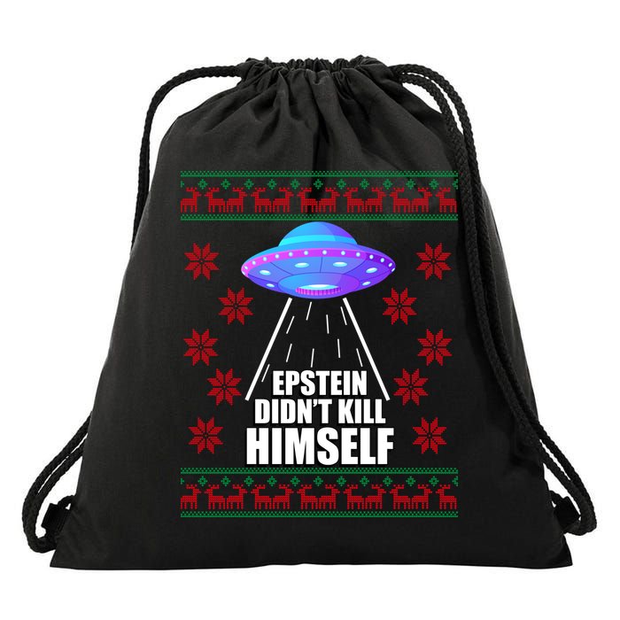 Epstein Didn't Kill Himself UFO Ugly Christmas Drawstring Bag
