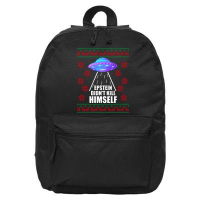 Epstein Didn't Kill Himself UFO Ugly Christmas 16 in Basic Backpack