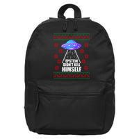 Epstein Didn't Kill Himself UFO Ugly Christmas 16 in Basic Backpack