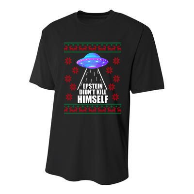 Epstein Didn't Kill Himself UFO Ugly Christmas Youth Performance Sprint T-Shirt
