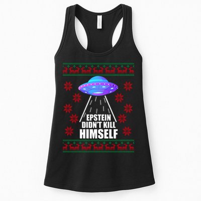 Epstein Didn't Kill Himself UFO Ugly Christmas Womens Tank Top