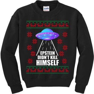 Epstein Didn't Kill Himself UFO Ugly Christmas Kids Sweatshirt