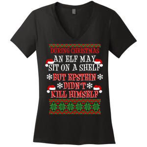 Epstein Didn't Kill Himself Ugly Christmas Women's V-Neck T-Shirt