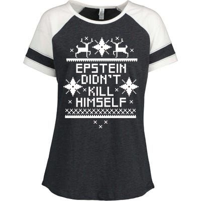 Epstein Didn't Kill Himself Ugly Christmas Sweater Enza Ladies Jersey Colorblock Tee