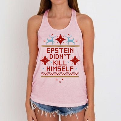 Epstein Didn't Kill Himself Ugly Christmas Sweater Women's Knotted Racerback Tank