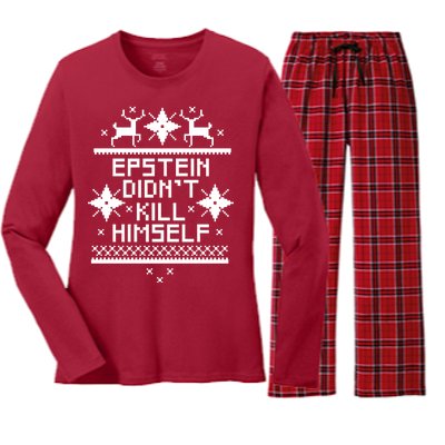 Epstein Didn't Kill Himself Ugly Christmas Sweater Women's Long Sleeve Flannel Pajama Set 