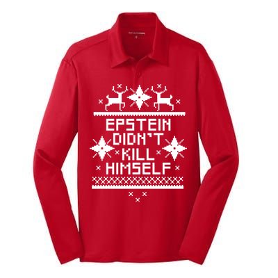 Epstein Didn't Kill Himself Ugly Christmas Sweater Silk Touch Performance Long Sleeve Polo