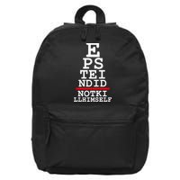 Epstein Eye Test Meme Epstein Didn't Kill Himself 16 in Basic Backpack