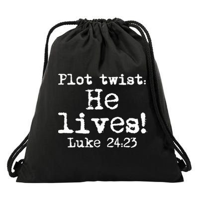Easter Plot Twist He Lives Luke 24 Religious Drawstring Bag