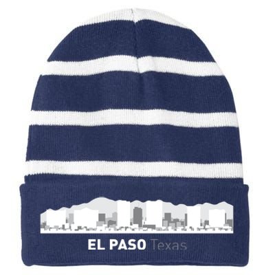 El Paso Texas Skyline Striped Beanie with Solid Band