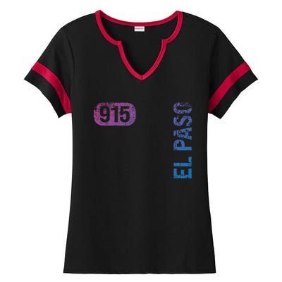 El Paso Texas 915 Area Code Vintage Retro Gift Ladies Halftime Notch Neck Tee