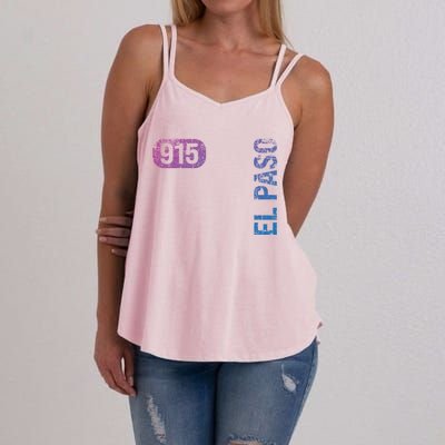 El Paso Texas 915 Area Code Vintage Retro Gift Women's Strappy Tank