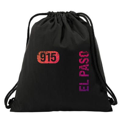 El Paso Texas 915 Area Code Vintage Retro Gift Drawstring Bag