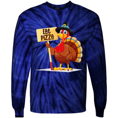 Eat Pizza Turkey Happy Thanksgiving Funny Tie-Dye Long Sleeve Shirt