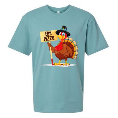 Eat Pizza Turkey Happy Thanksgiving Funny Sueded Cloud Jersey T-Shirt