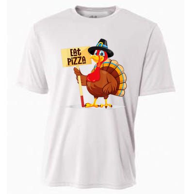 Eat Pizza Turkey Happy Thanksgiving Funny Cooling Performance Crew T-Shirt