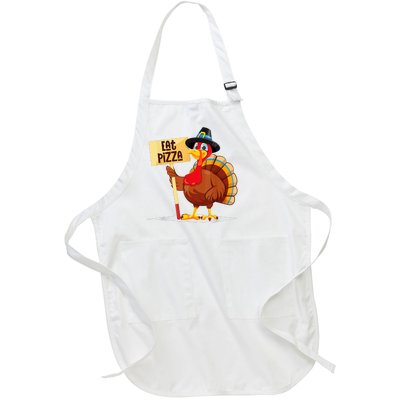 Eat Pizza Turkey Happy Thanksgiving Funny Full-Length Apron With Pockets