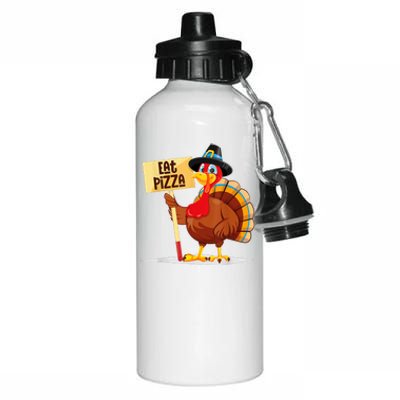 Eat Pizza Turkey Happy Thanksgiving Funny Aluminum Water Bottle