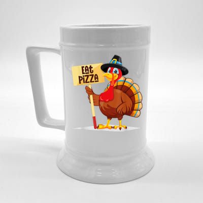 Eat Pizza Turkey Happy Thanksgiving Funny Beer Stein