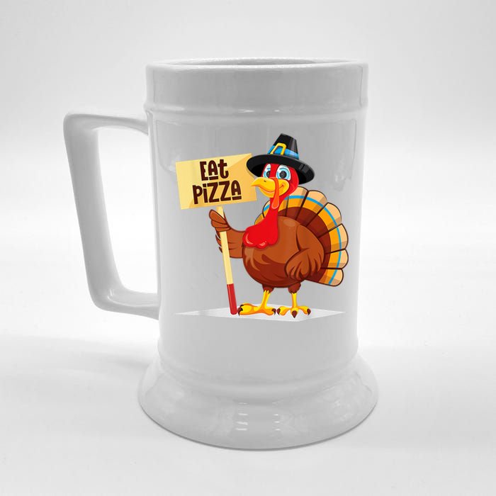 Eat Pizza Turkey Happy Thanksgiving Funny Beer Stein