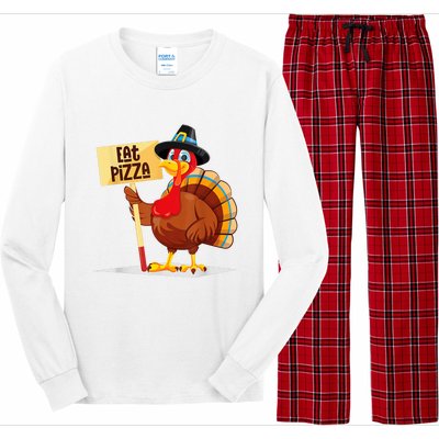 Eat Pizza Turkey Happy Thanksgiving Funny Long Sleeve Pajama Set