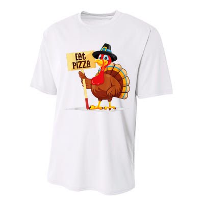 Eat Pizza Turkey Happy Thanksgiving Funny Performance Sprint T-Shirt